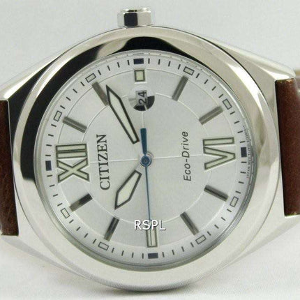 Citizen Eco-Drive Brown Leather Strap AW1170-00H Mens Watch
