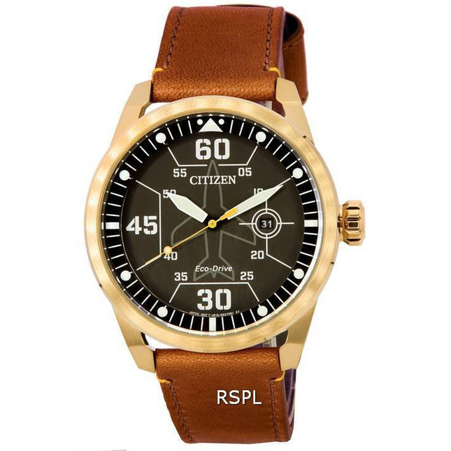 Citizen Avion Black Dial Leather Strap Eco-Drive AW1733-09E 100M Men's Watch