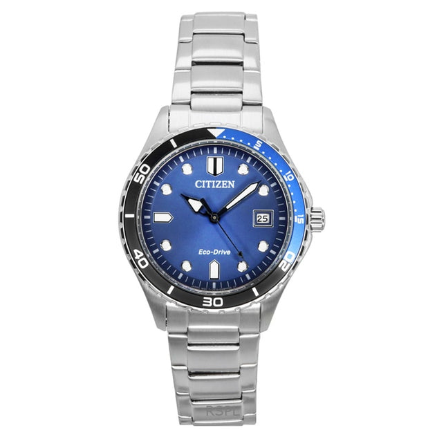 Citizen Eco-Drive Stainless Steel Blue Dial AW1821-89L 100M Unisex Watch