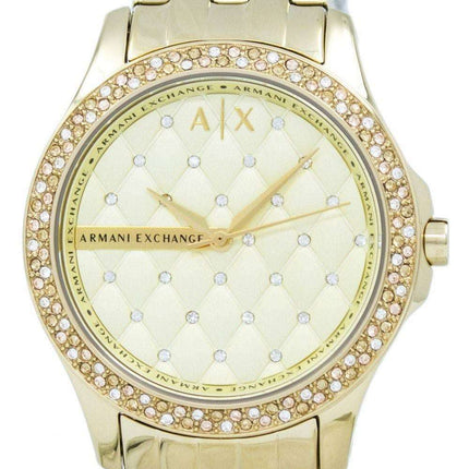 Armani Exchange Lady Hampton Champagne Quilted Dial Cyrstals AX5216 Womens Watch