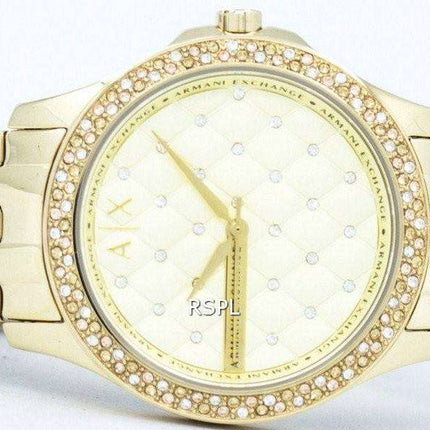 Armani Exchange Lady Hampton Champagne Quilted Dial Cyrstals AX5216 Womens Watch