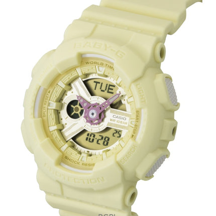 Casio Baby-G Analog Digital Resin Strap Yellow Dial Quartz BA-110AH-9A 100M Women's Watch