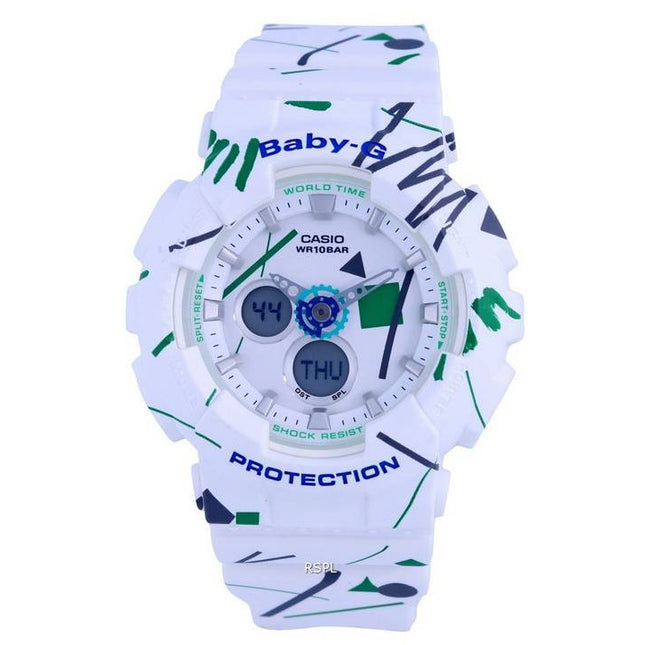 Casio Baby-G Graffiti Pattern Analog Digital Quartz BA-120SC-7A.G BA120SC-7 100M Womens Watch