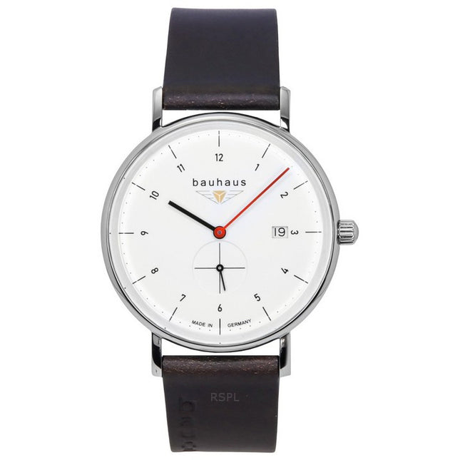 Bauhaus Classic Leather Strap White Dial Quartz 21301 Men's Watch