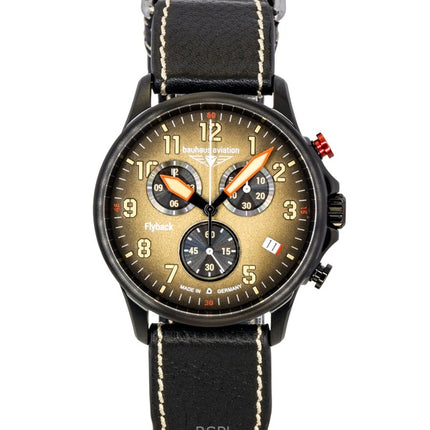 Bauhaus Aviation Flyback Chronograph Leather Strap Brown Dial Quartz 28885 100M Men's Watch