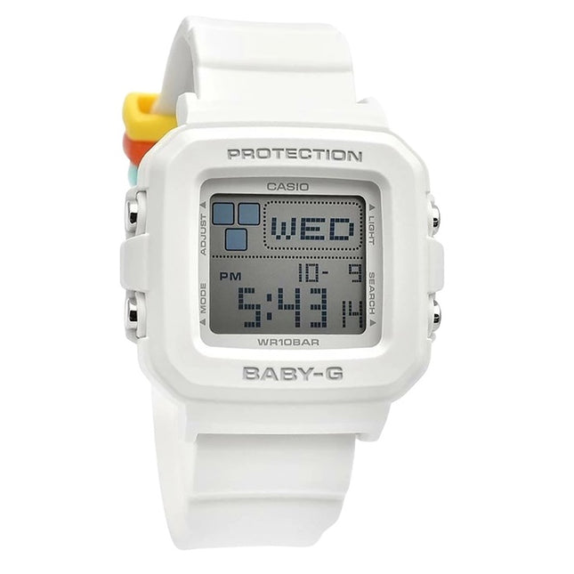 Casio Baby-G Plus Digital White Resin Strap Quartz BGD-10L-7 100M Women's Watch With Extra Band Loops
