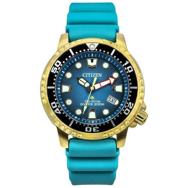 Citizen Promaster Dive Polyurethane Strap Turquoise Dial Eco-Drive Divers BN0162-02X 200m Mens Watch