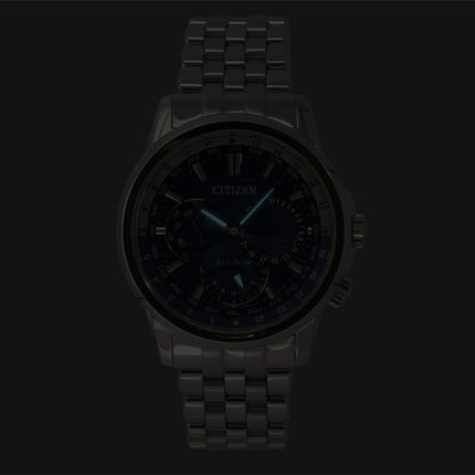 Citizen Calendrier World Time Stainless Steel Blue Dial Eco-Drive BU2021-51L 100M Men's Watch