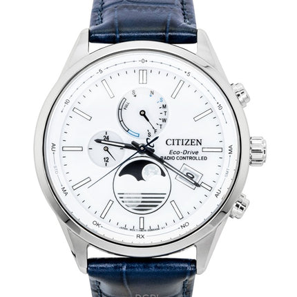 Citizen Eco-Drive Radio Controlled Leather Strap White Dial BY1030-09A 100M Men's Watch