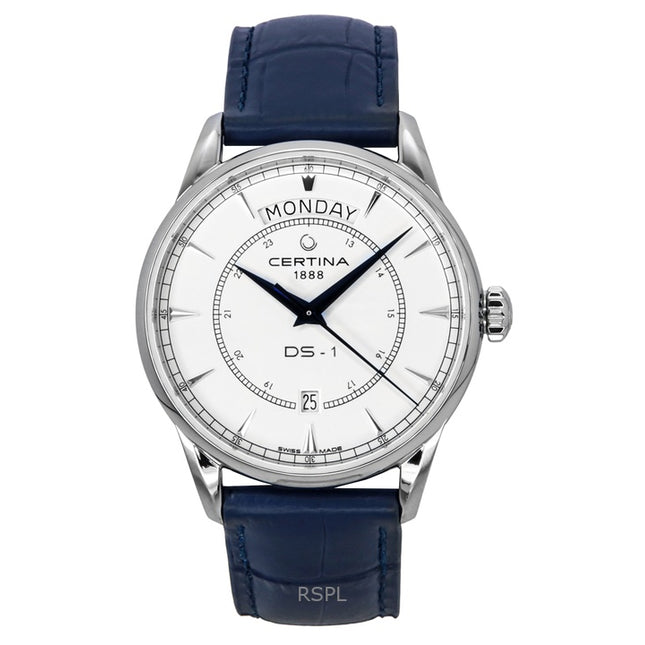 Certina DS-1 Day-Date Leather Strap White Dial Automatic C029.430.16.011.00 100M Men's Watch