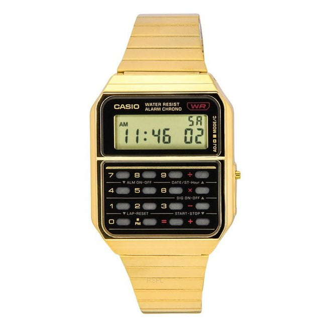 Casio Vintage Digital Calculator Gold Tone Stainless Steel Quartz CA-500WEG-1A Men's Watch