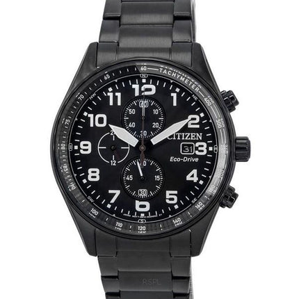 Citizen Eco-Drive Chronograph Stainless Steel Black Dial CA0775-79E 100M Men's Watch