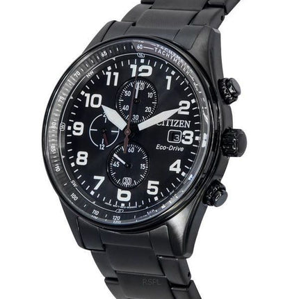 Citizen Eco-Drive Chronograph Stainless Steel Black Dial CA0775-79E 100M Men's Watch