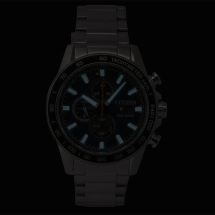 Citizen Brycen Chronograph Stainless Steel Blue Dial Eco-Drive CA0781-50L 100M Men's Watch