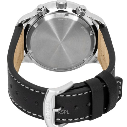 Citizen Eco-Drive Aviator Chronograph Leather Strap White Dial CA0880-07A 100M Men's Watch