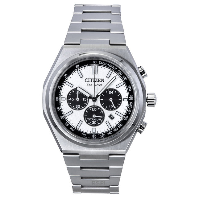 Citizen Zenshin Chronograph Super Titanium Silver Dial Eco-Drive CA4610-85A 100M Men's Watch