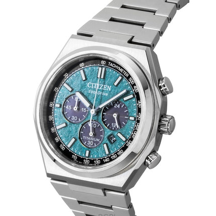 Citizen Zenshin Super Titanium Chronograph Green Dial Eco-Drive CA4610-85X 100M Men's Watch