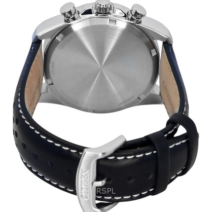 Citizen Eco-Drive Chronograph Leather Strap White Dial CA4640-09A 100M Men's Watch