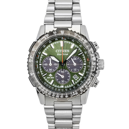 Citizen Promaster Sky Chronograph Stainless Steel Green Dial Eco-Drive Diver's CA4664-60W 200M Men's Watch