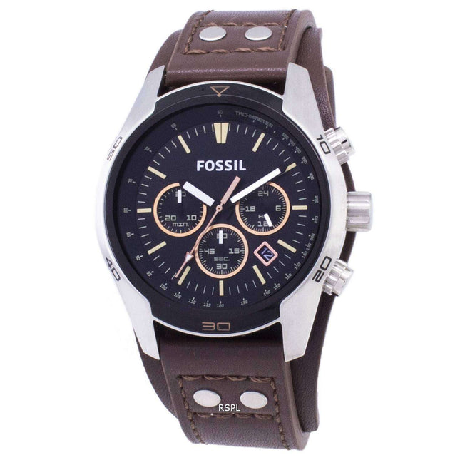 Fossil Coachman Chronograph Black Dial Brown Leather CH2891 Mens Watch