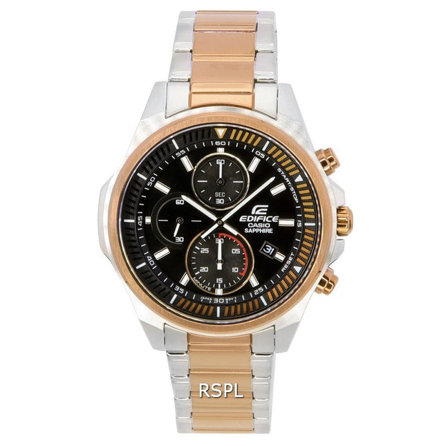 Casio Edifice Black Dial Two Tone Quartz EFR-S572GS-1A EFRS572GS-1 100M Men's Watch