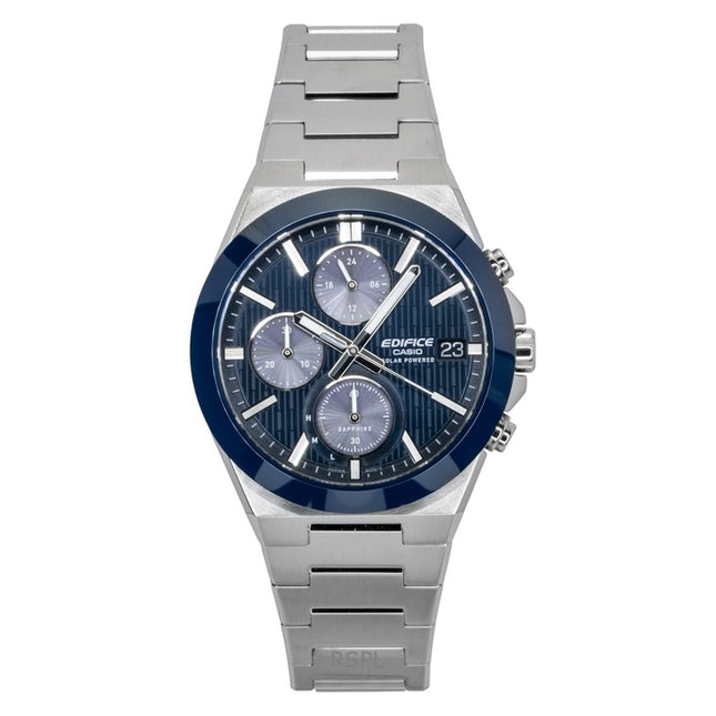 Casio Edifice Analog Chronograph Stainless Steel Blue Dial Solar EFS-S650D-2A 100M Men's Watch