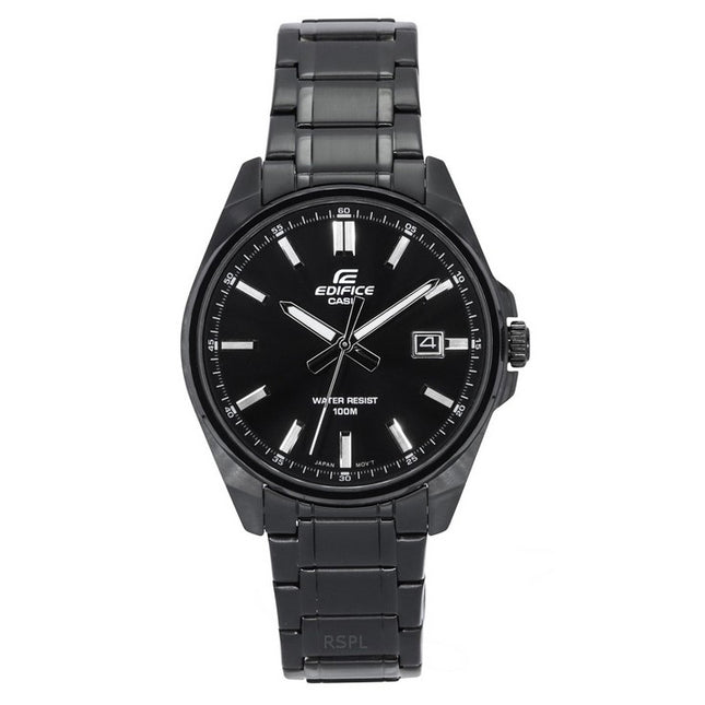 Casio Edifice Analog Black Ion Plated Stainless Steel Black Dial Quartz EFV-150DC-1A 100M Men's Watch