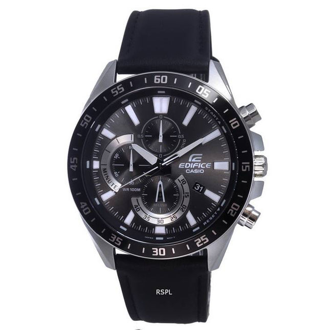 Casio Edifice Chronograph Analog Leather Quartz EFV-620L-1AV EFV620L-1 100M Men's Watch