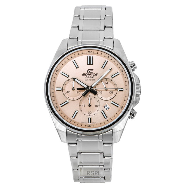 Casio Edifice Analog Standard Chronograph Pink Dial Quartz EFV-650D-4AV 100M Men's Watch