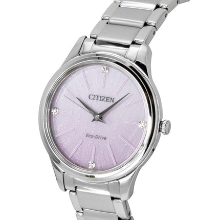 Citizen Eco-Drive  Analog Stainless Steel Pink Dial Solar EM1220-58X Women's Watch
