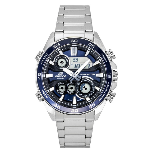 Casio Edifice Analog Digital Stainless Steel Blue Dial Quartz ERA-130D-2A 100M Men's Watch
