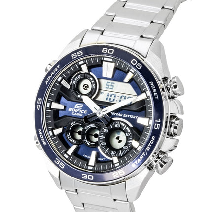 Casio Edifice Analog Digital Stainless Steel Blue Dial Quartz ERA-130D-2A 100M Men's Watch
