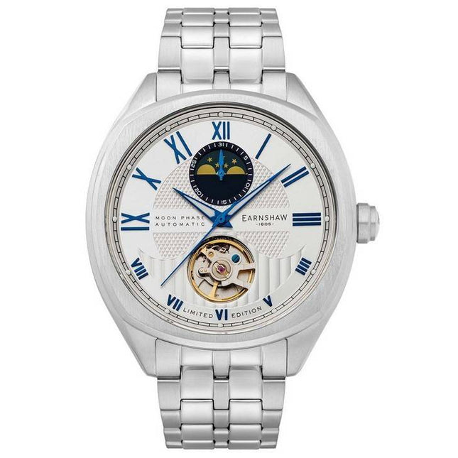 Thomas Earnshaw Peel Limited Edition Moon Phase Silver Sky Open Heart Dial Automatic ES-8206-44 Mens Watch