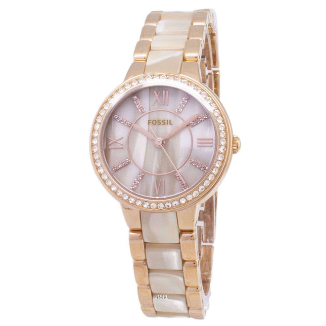 Fossil Virginia Crystals Horn Acetate Quartz ES3716 Women's Watch