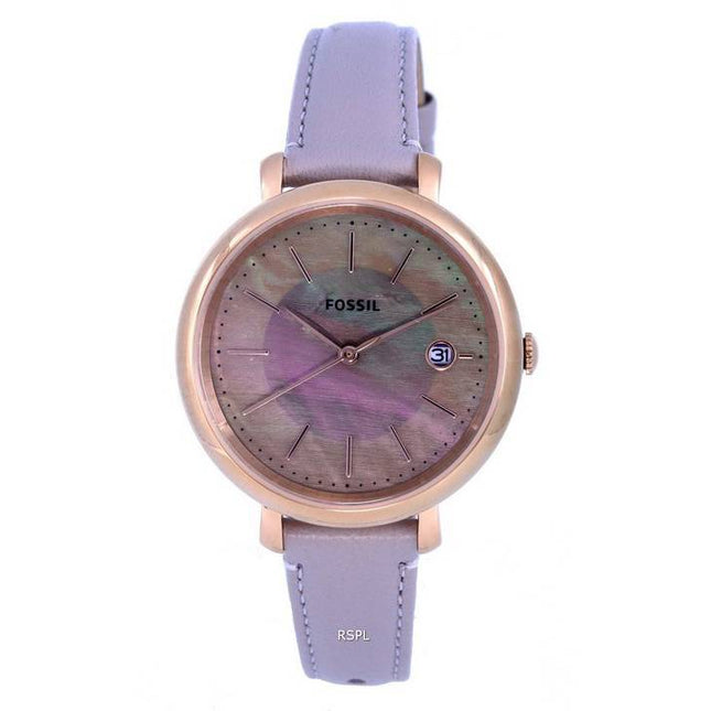 Fossil Jacqueline Leather Grey Mother Of Pearl Dial Solar ES5091 Womens Watch