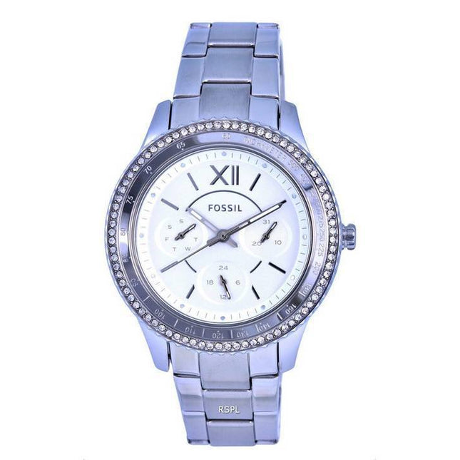 Fossil Stella Sport Tachymeter Crystal Accents Silver Dial Quartz ES5108 Womens Watch