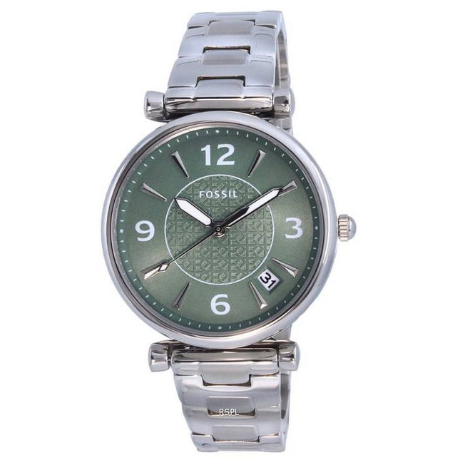 Fossil Carlie Stainless Steel Green Dial Quartz ES5157 Womens Watch