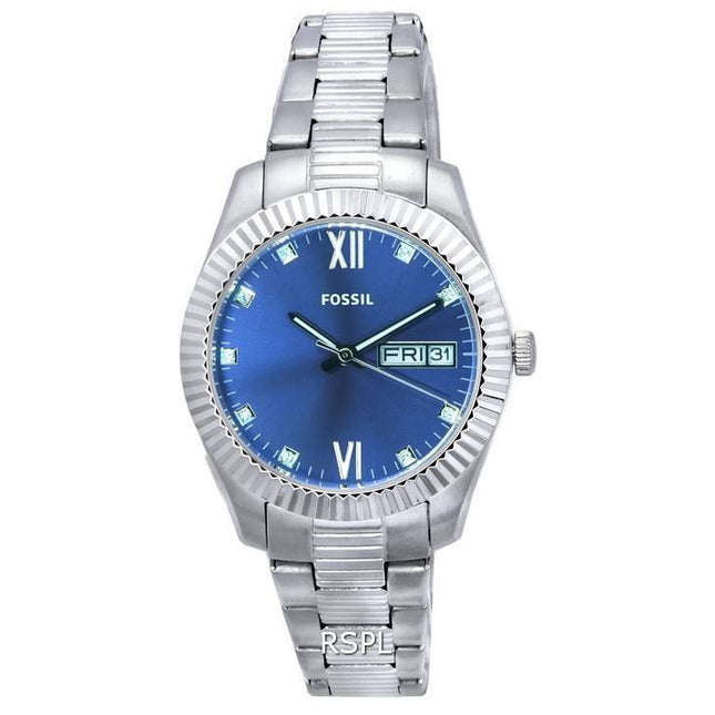 Fossil Scarlette Crystal Accents Blue Dial Quartz ES5197 Women's Watch