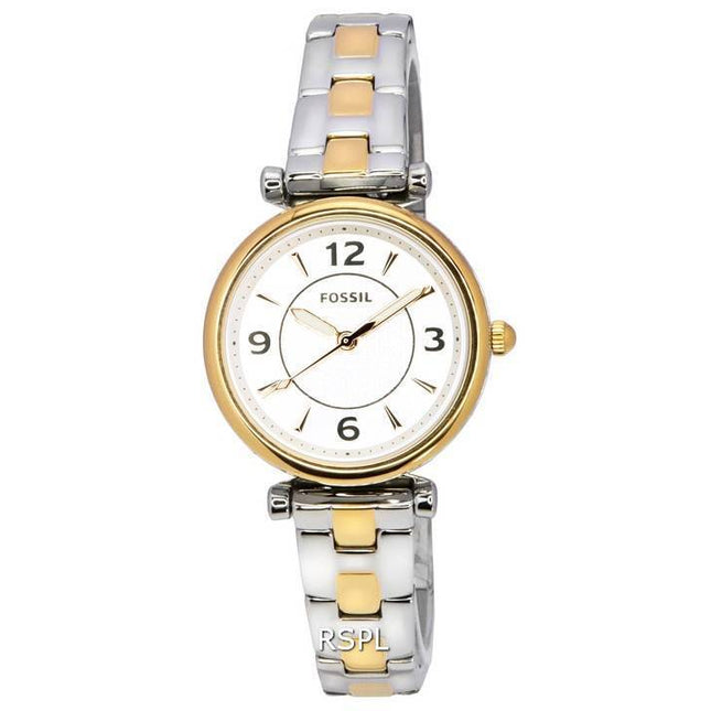 Fossil Carlie Two Tone Stainless Steel Silver Dial Quartz ES5201 Women's Watch