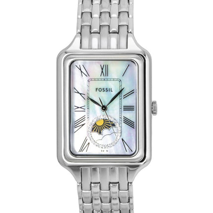 Fossil Raquel Stainless Steel Sun Moon Multifunction Mother Of Pearl Dial Quartz ES5400 Women's Watch