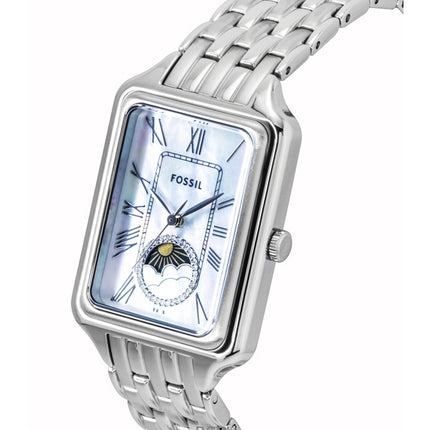Fossil Raquel Stainless Steel Sun Moon Multifunction Mother Of Pearl Dial Quartz ES5400 Women's Watch