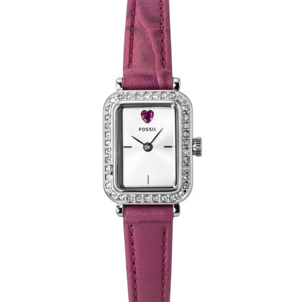 Fossil Raquel Mini Pink Leather Strap Silver Dial Quartz ES5466 Women's Watch