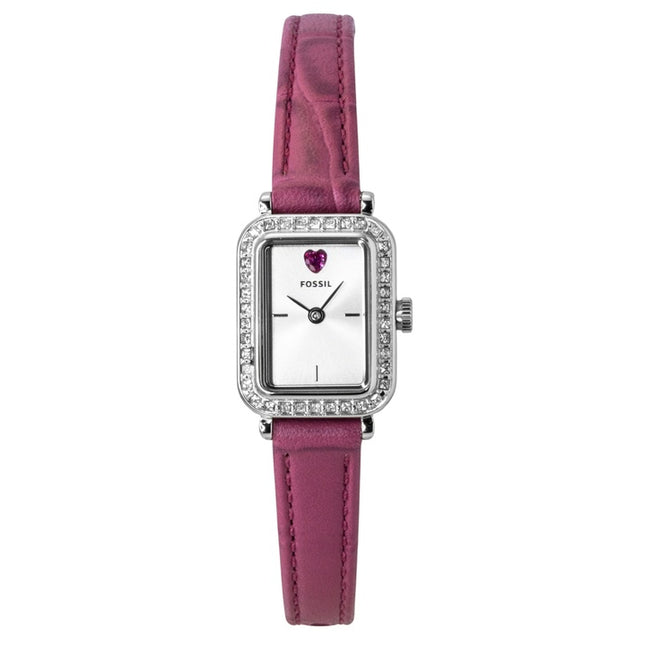 Fossil Raquel Mini Pink Leather Strap Silver Dial Quartz ES5466 Women's Watch