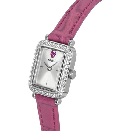 Fossil Raquel Mini Pink Leather Strap Silver Dial Quartz ES5466 Women's Watch