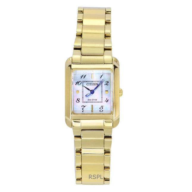 Citizen L Gold Tone Stainless Steel Mother Of Pearl Dial Eco-Drive EW5602-81D Women's Watch