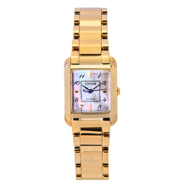 Citizen L Square Rose Gold Tone Stainless Steel Mother Of Pearl Dial Eco-Drive EW5603-89Y Women's Watch