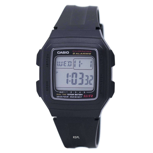 Casio Digital 5 Alarms Dual Time Illuminator F-201WA-1ADF F-201WA-1A Men's Watch