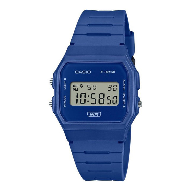 Casio POP Digital Blue Bio Based Resin Strap Quartz F-91WB-2A1 Unisex Watch
