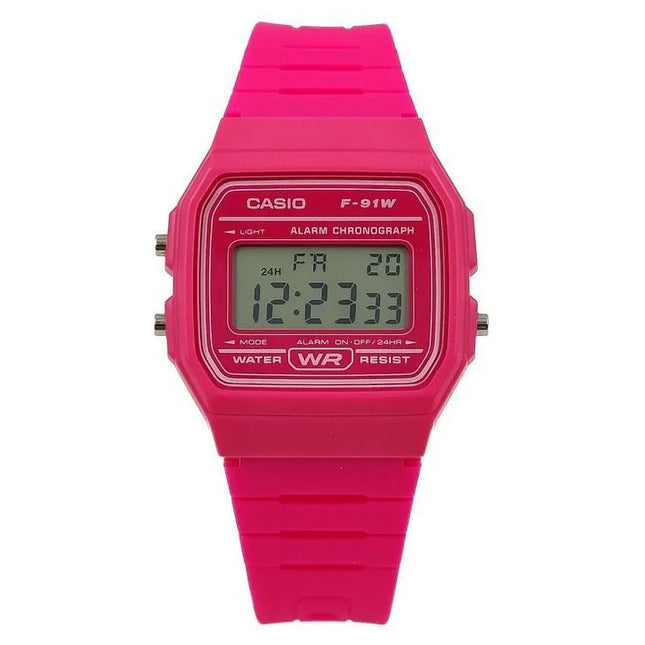 Casio Digital Pink Resin Strap Quartz F-91WC-4A Unisex watch