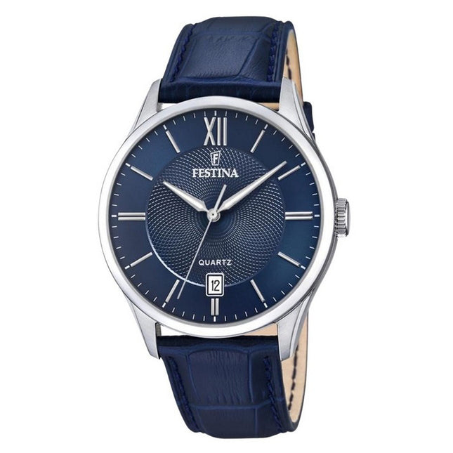 Festina Classics Leather Strap Blue Dial Quartz F20426-2 100M Men's Watch